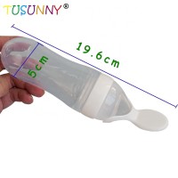 BPA Free Silicone Food Feeding Pouches Training Baby Bottle Spoon